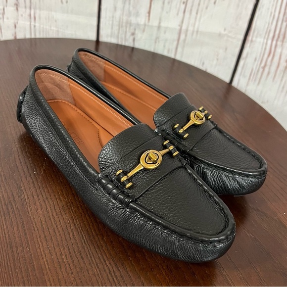 CROSBY DRIVER Black Grainy Leather Loafers Classic & Comfortable size 7 NIB - Picture 1 of 15